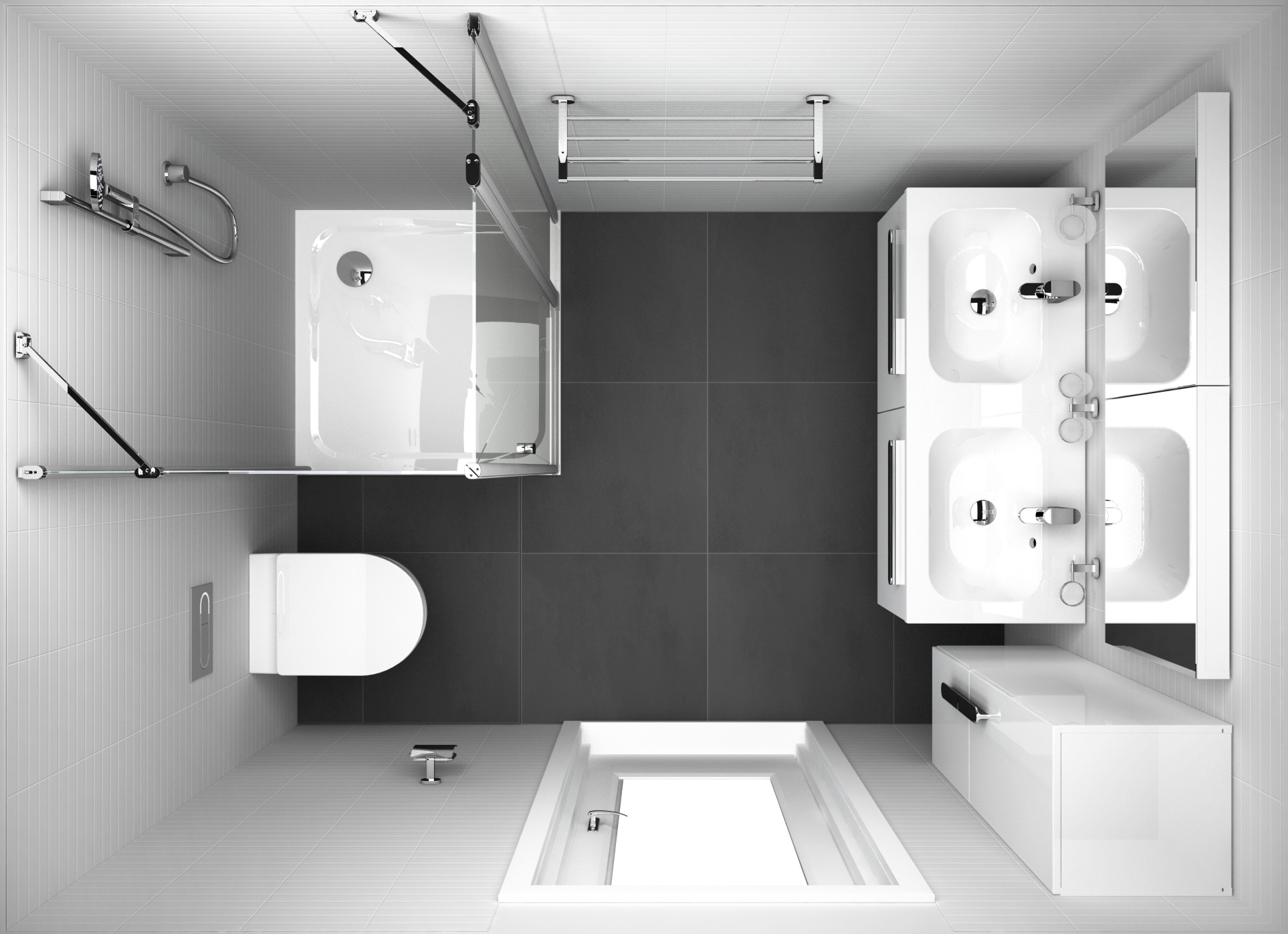 A Chrome fürdőszoba koncepció lehetőséget kínál bármilyen méretű fürdőszoba berendezéséhez, sőt különálló, kis mellékhelyiségbe való termékeket is tartalmaz. 