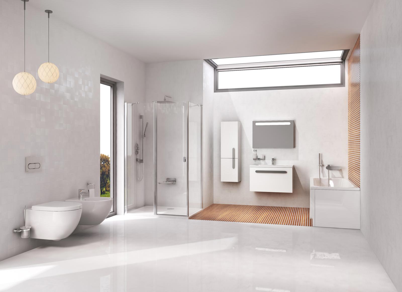 A Chrome fürdőszoba kollekció a a nagyobb méretű szanitereken (kád, kádparaván, zuhanykabin, stb.), valamint  WC-n és bidén kívül szekrénykével ellátott kézmosót, csaptelepet és kiegészítők széles választékát tartalmazza.