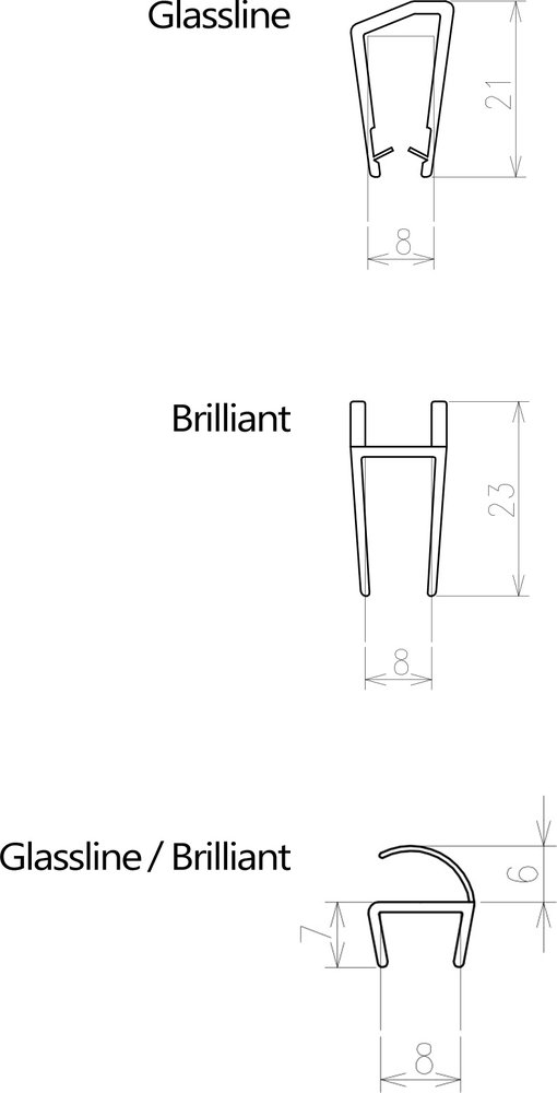 Brilliant/GlassLine szilikonos függőleges tömítés szett