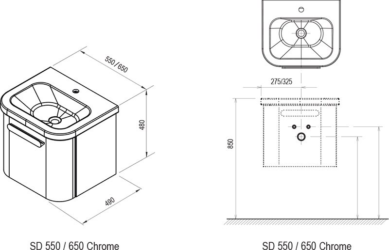 SD Chrome 550/650 mosdó alatti szekrény
