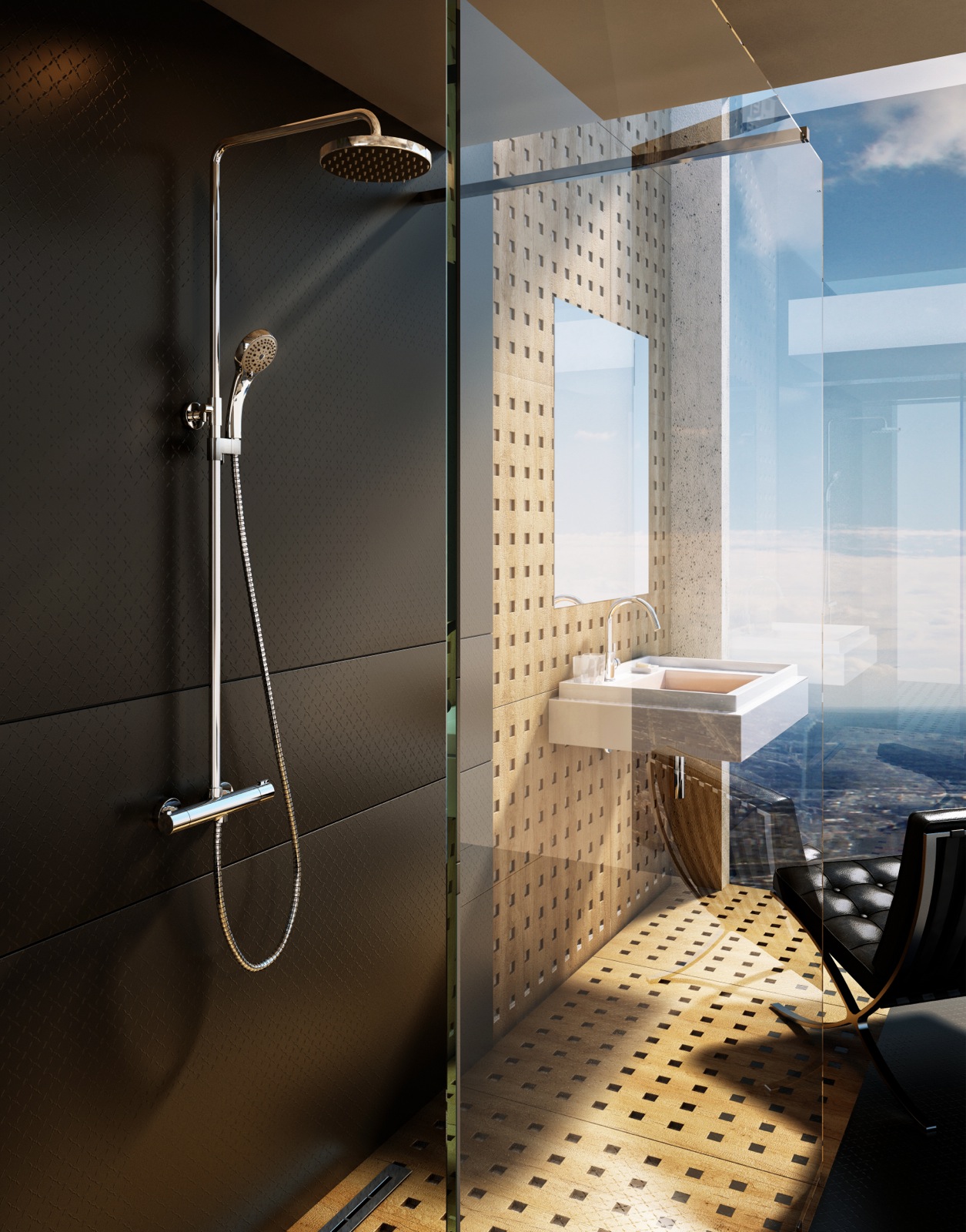 A zuhanyoszlopok fém csúszkája és állítható esőztetője mindenkinek meghozza a kedvét egy frissítő zuhanyhoz!