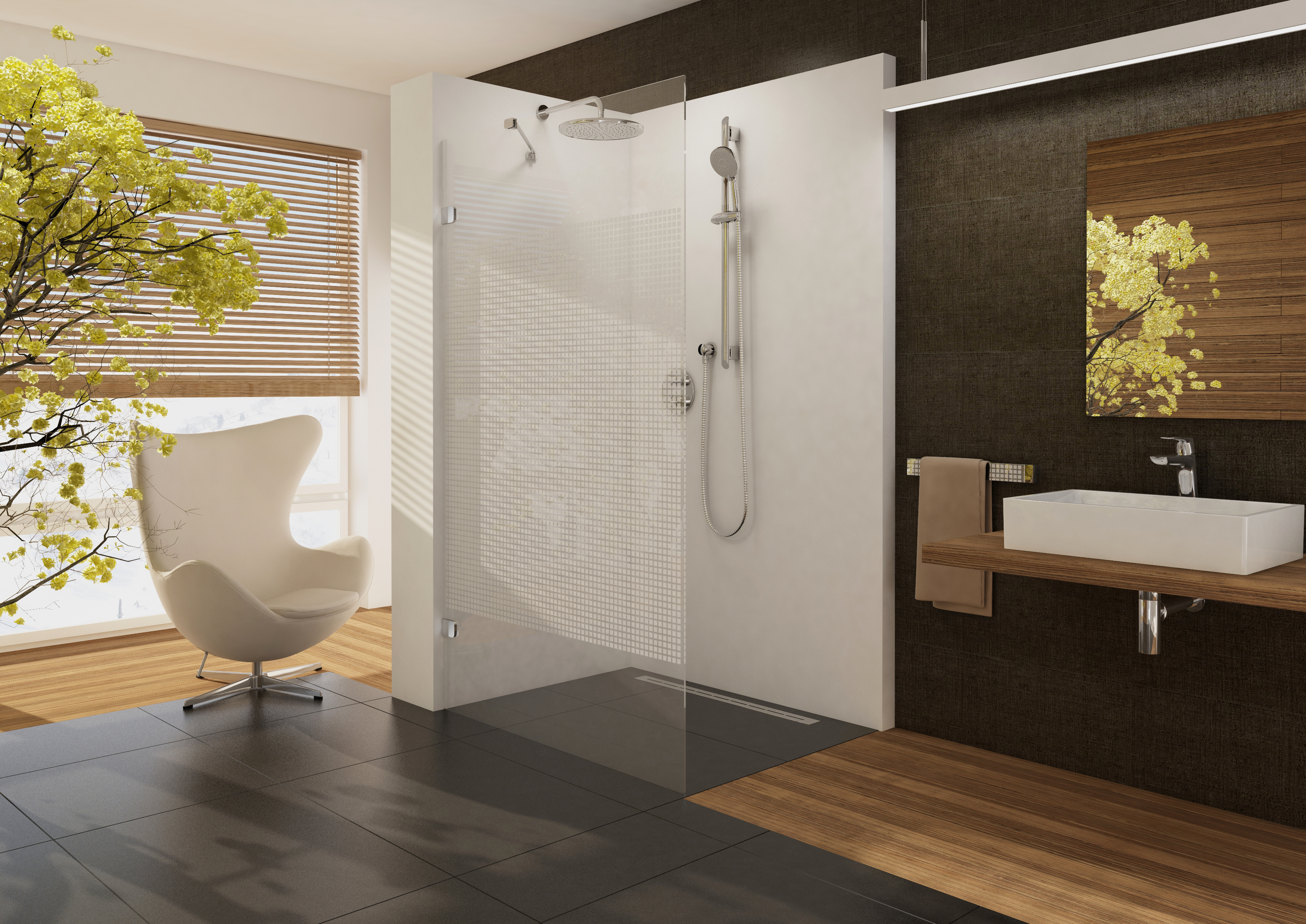 Egyre népszerűbb fürdőszobai megoldás a zuhanytálca nélküli zuhanykabin.