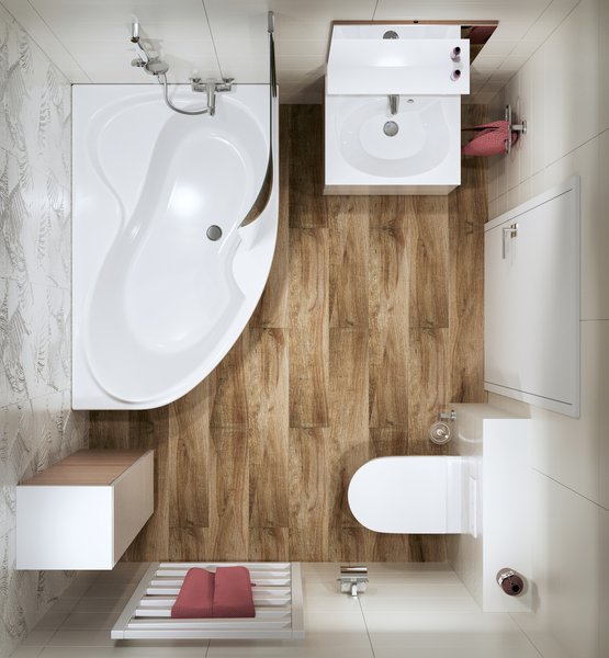 Praktikus és átgondolt RAVAK Rosa fürdőszoba, Magyarország egyik legkedveltebb kádjával. 