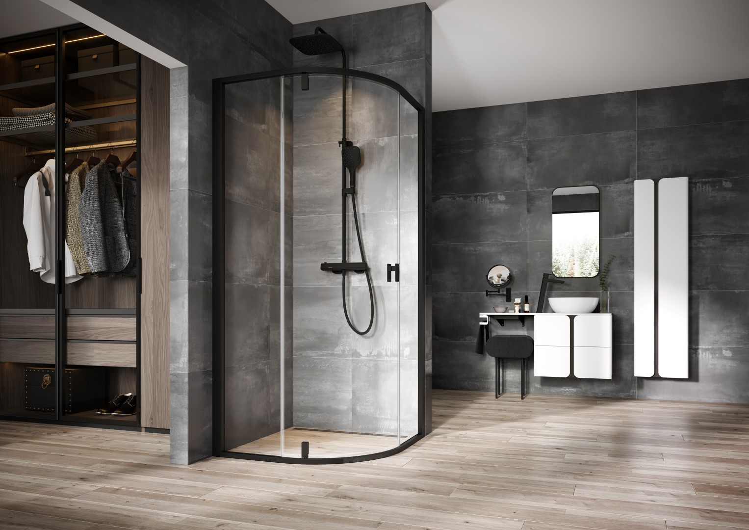 Tökéletes vonalvezetés jellemzi a fürdőszobák új kedvencét a RAVAK Nexty zuhanykabinját. 