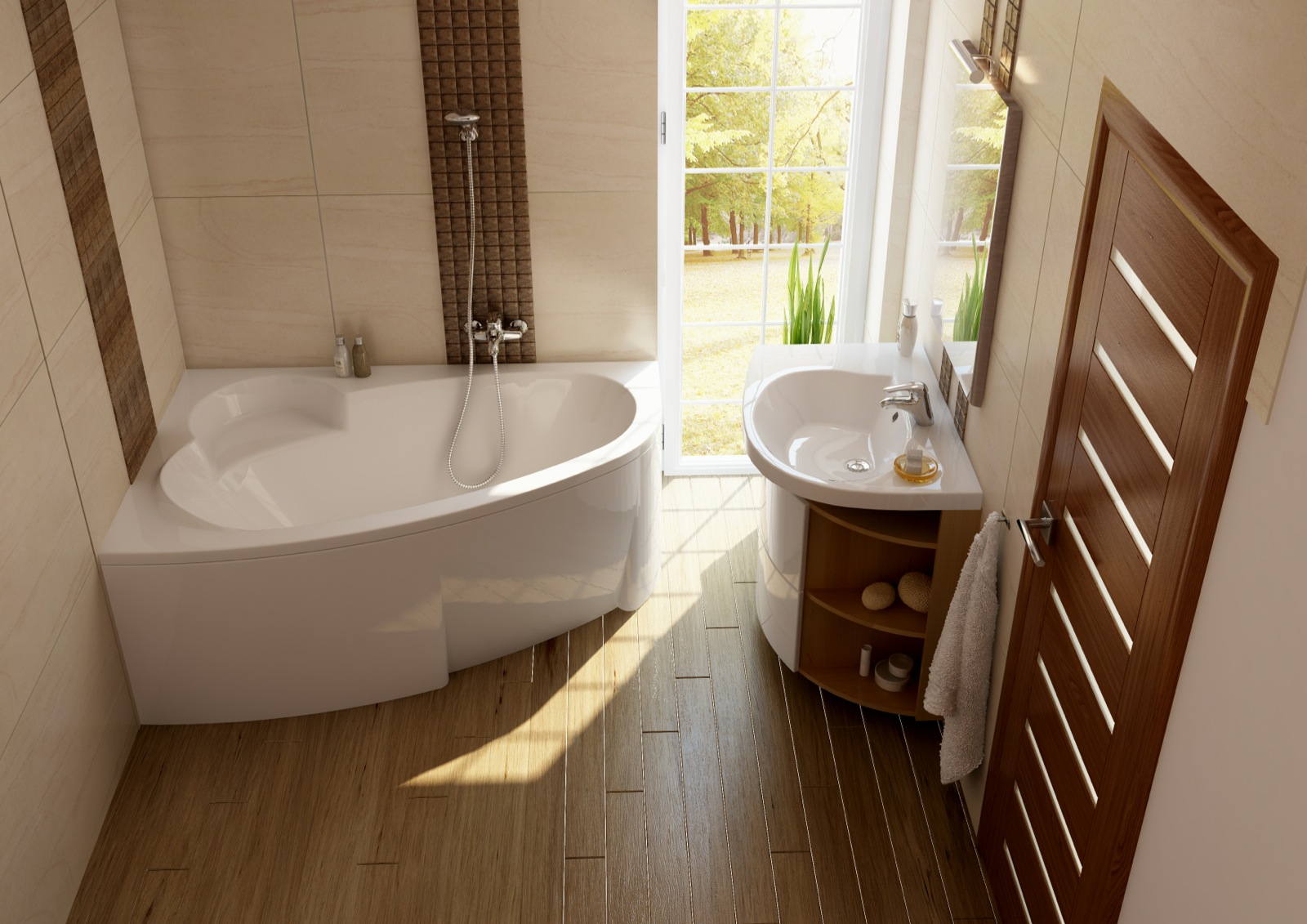 A sarokkád dekoratív külsejével stílust teremt a kis és nagy fürdőszobában is.