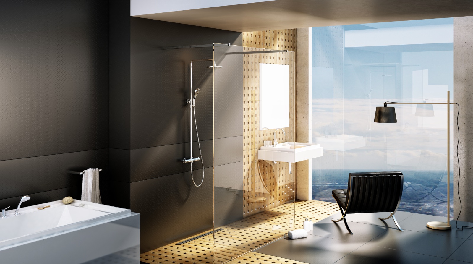 A zuhanyrendszerek maximális kényelmet garantálnak zuhanyzás közben az esőztetővel és a kézi zuhannyal.